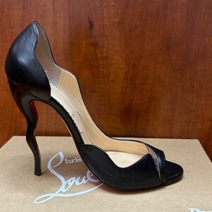 Christian Louboutin Black Peep Toe Stilettos